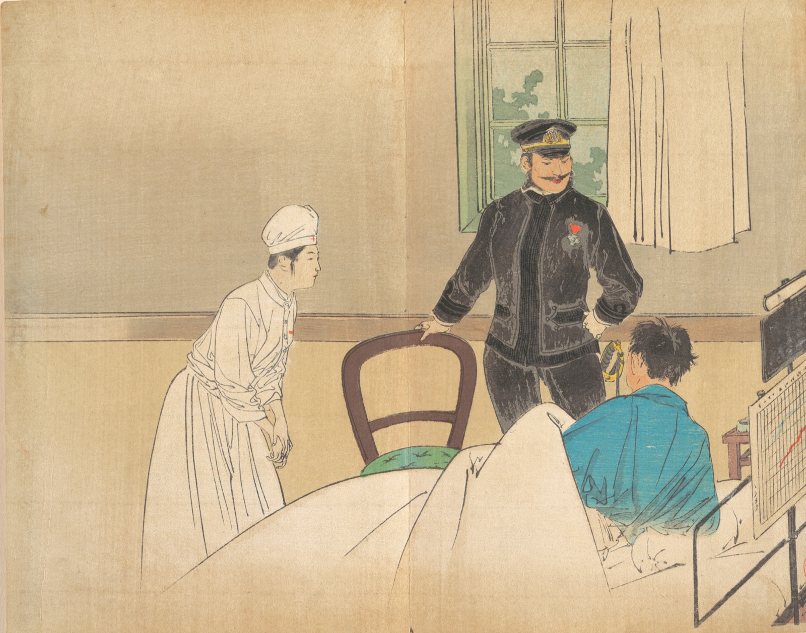 The Torpedo Officer (Suirai shikan), frontispiece illustration from the literary magazine Bungei kurabu, vol. 1, no. 8 — Kajita Hanko