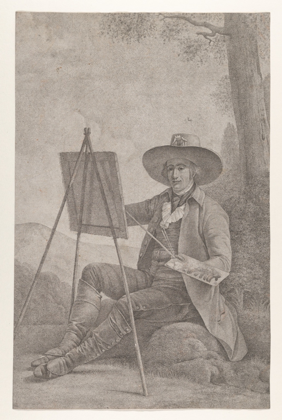 Plein Air Painter at an Easel — Anonymous, German, 19th century