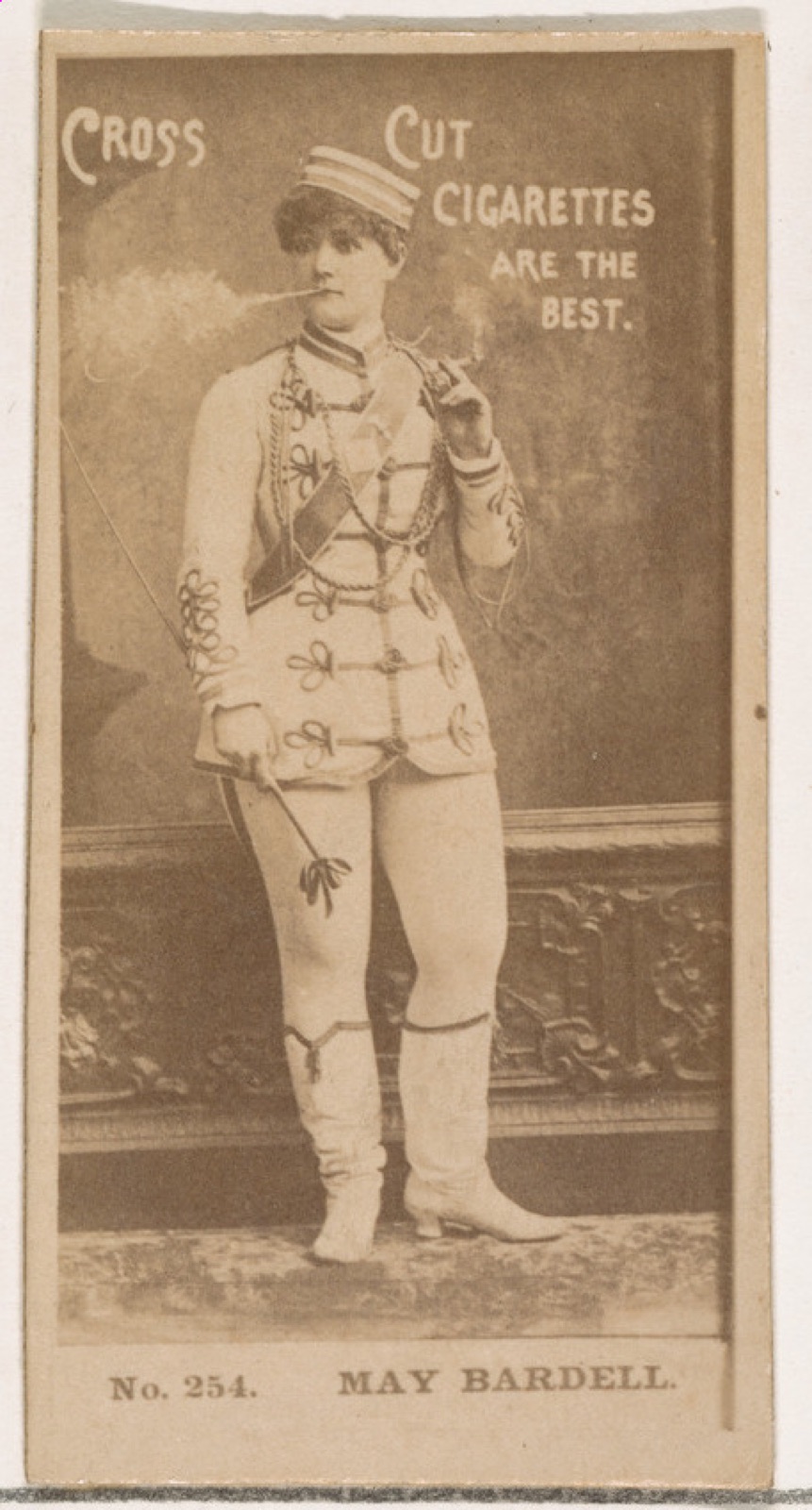 Card Number 254, May Bardell, from the Actors and Actresses series (N145-2) issued by Duke Sons & Co. to promote Cross Cut Cigarettes — W. Duke, Sons & Co.