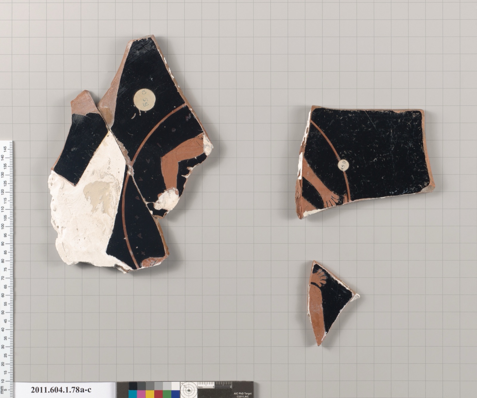 Terracotta fragments of a kylix (drinking cup) — Kachrylion