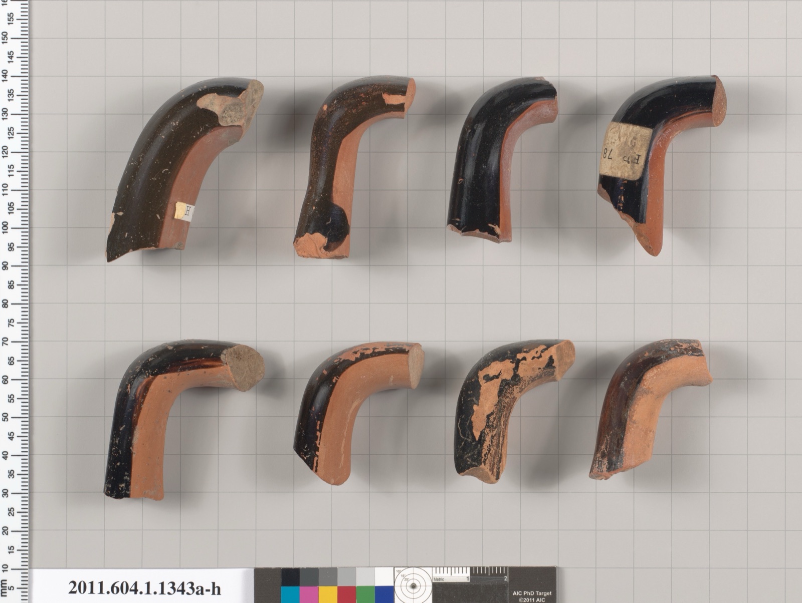 Terracotta fragments of kylikes (drinking cups)