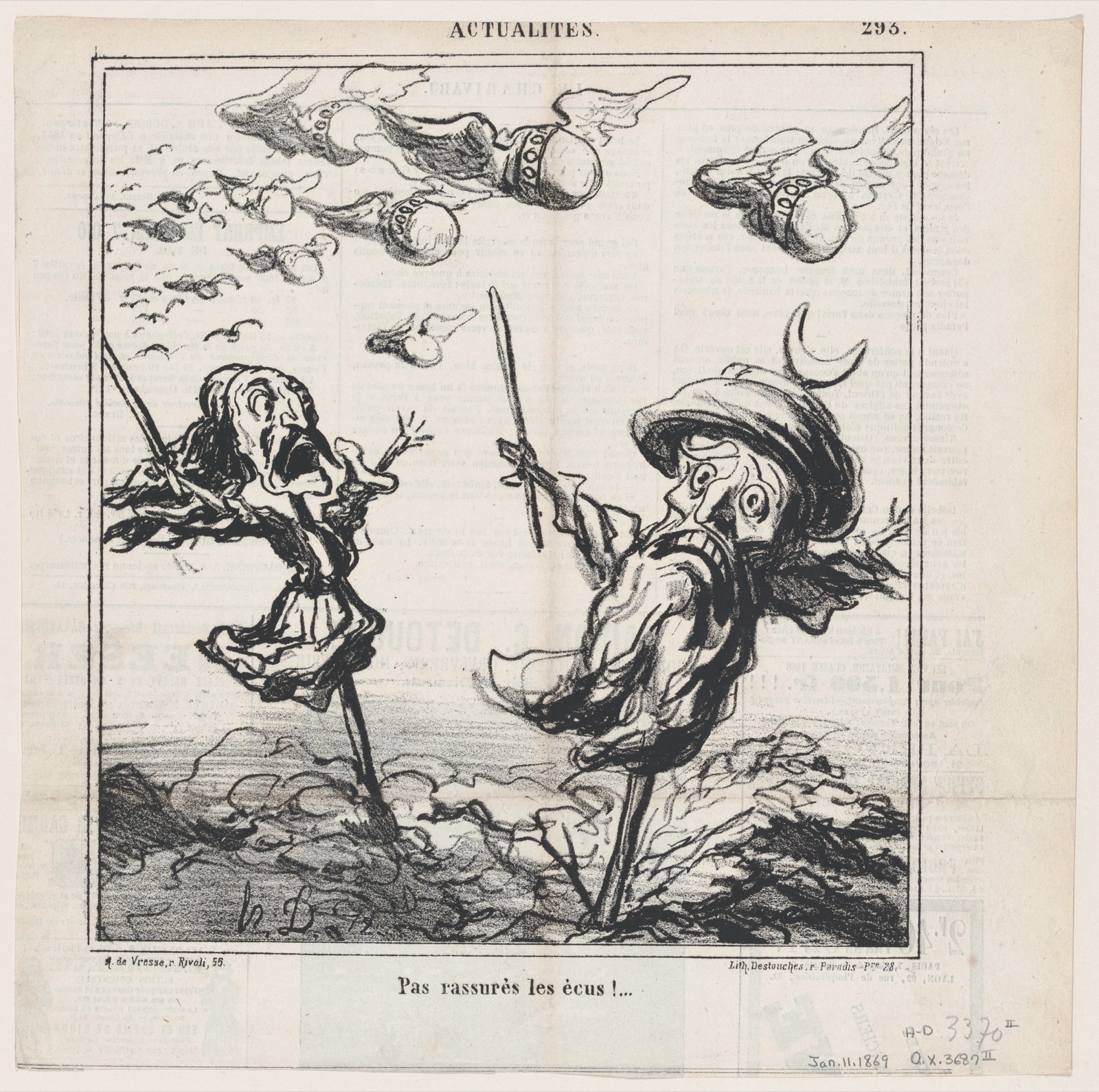 Not reassuring for the crowns!, from 'News of the day,' published in Le Charivari, January 11, 1869 — Honoré Daumier