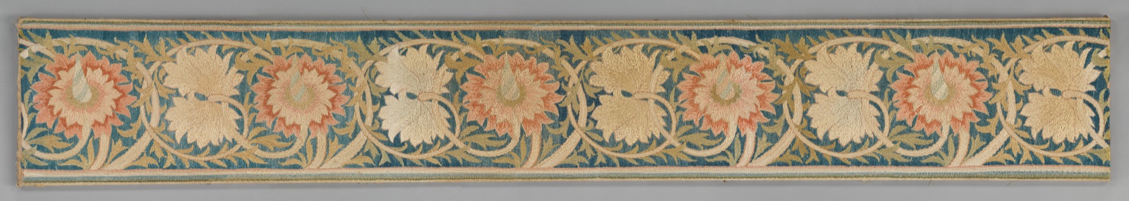 Five pink flowers with foliated tendrils — Morris & Company