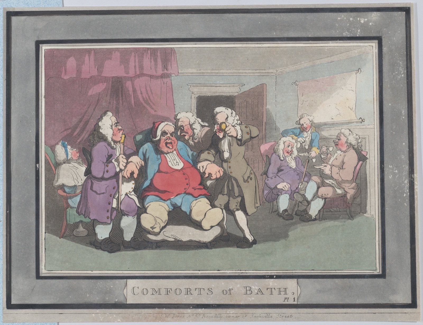 Comforts of Bath, Plate 1 — Thomas Rowlandson