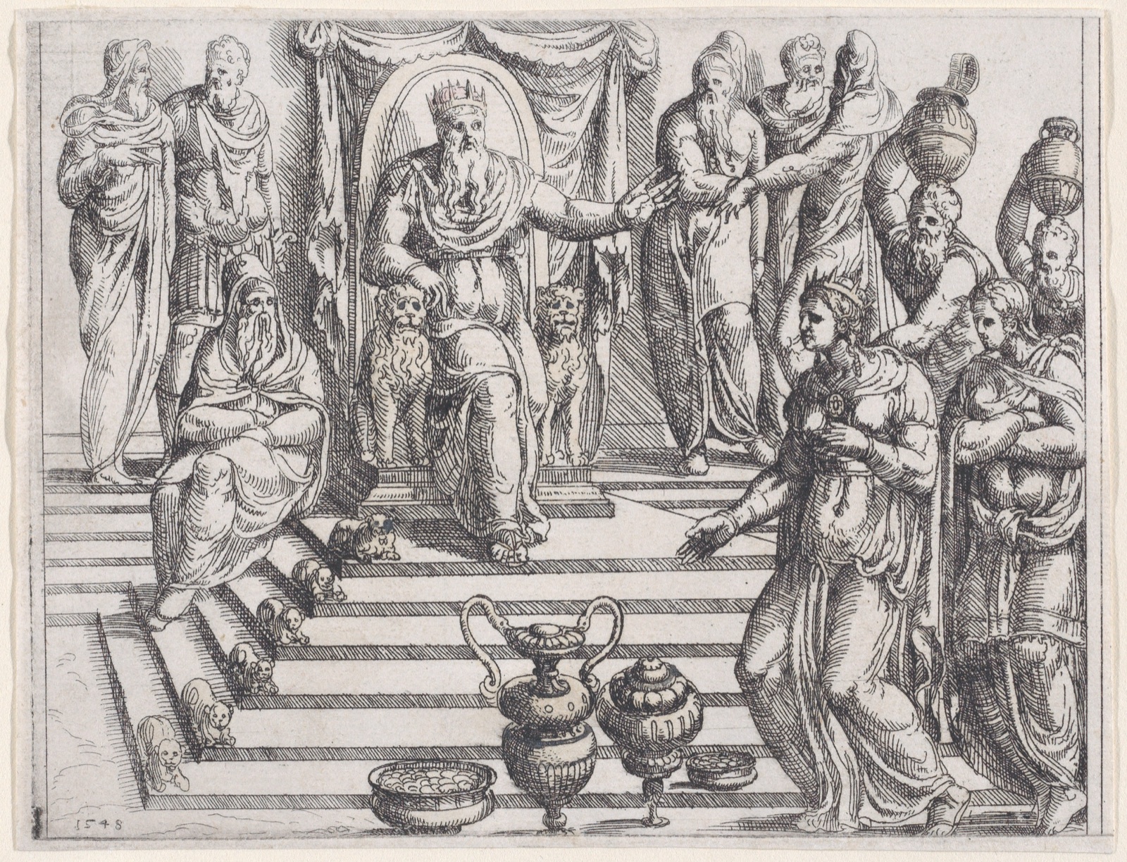 The Queen of Sheba and Solomon, from Old and New Testaments — Augustin Hirschvogel