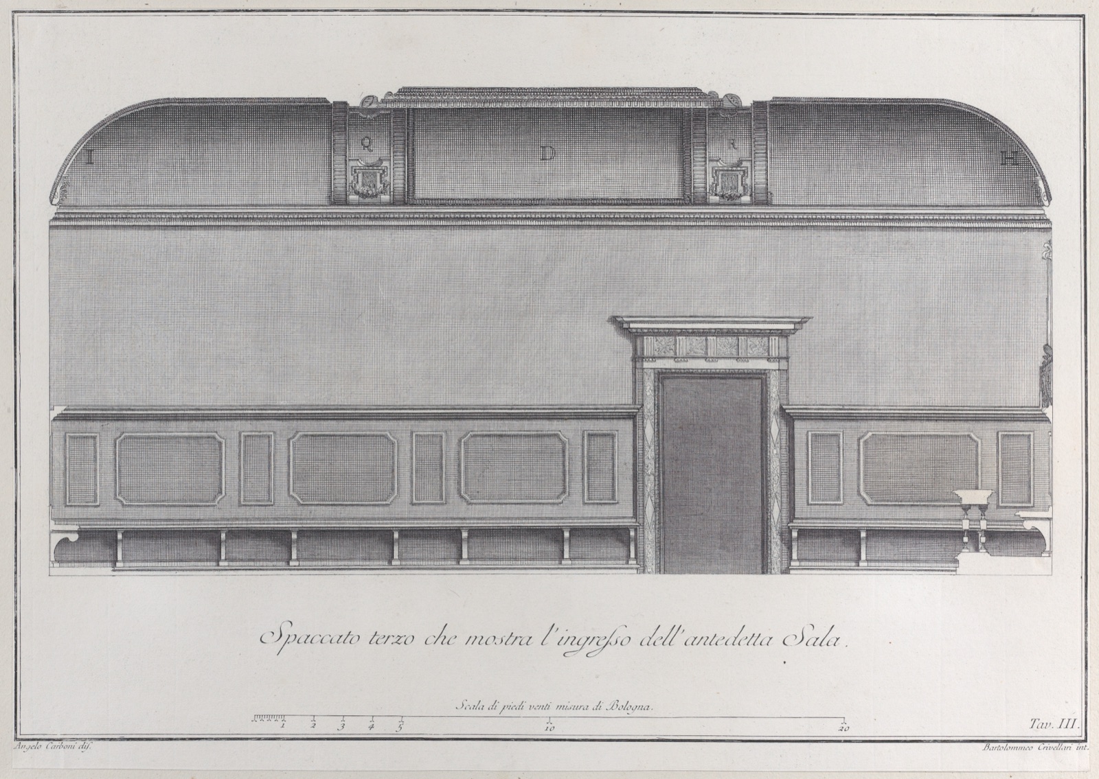 Plate 3: cross-section of the Hall of the Institute of Bologna — Bartolomeo Crivellari