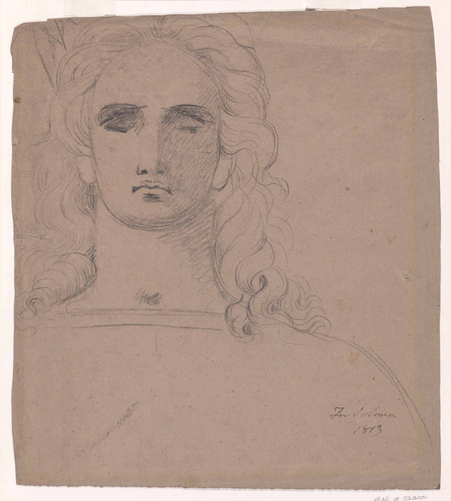 Head of King Solomon (recto); Study of a boy's head and arm (verso) — Benjamin Robert Haydon