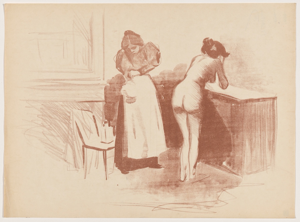 La friction au gant de crin (Massage with Coarse Hair Glove) — Jean-Louis Forain