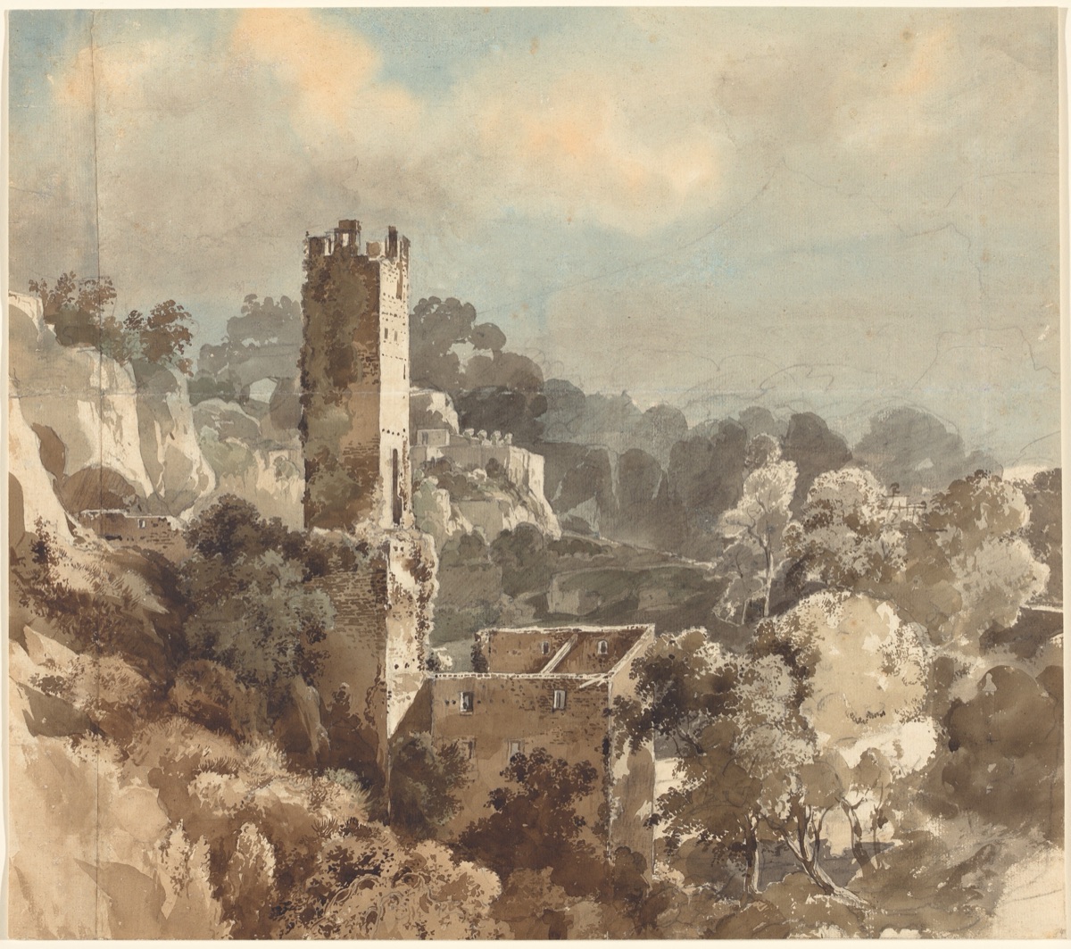 Ruins of a Fortified Tower among Wooded Hills — Friedrich Salathé