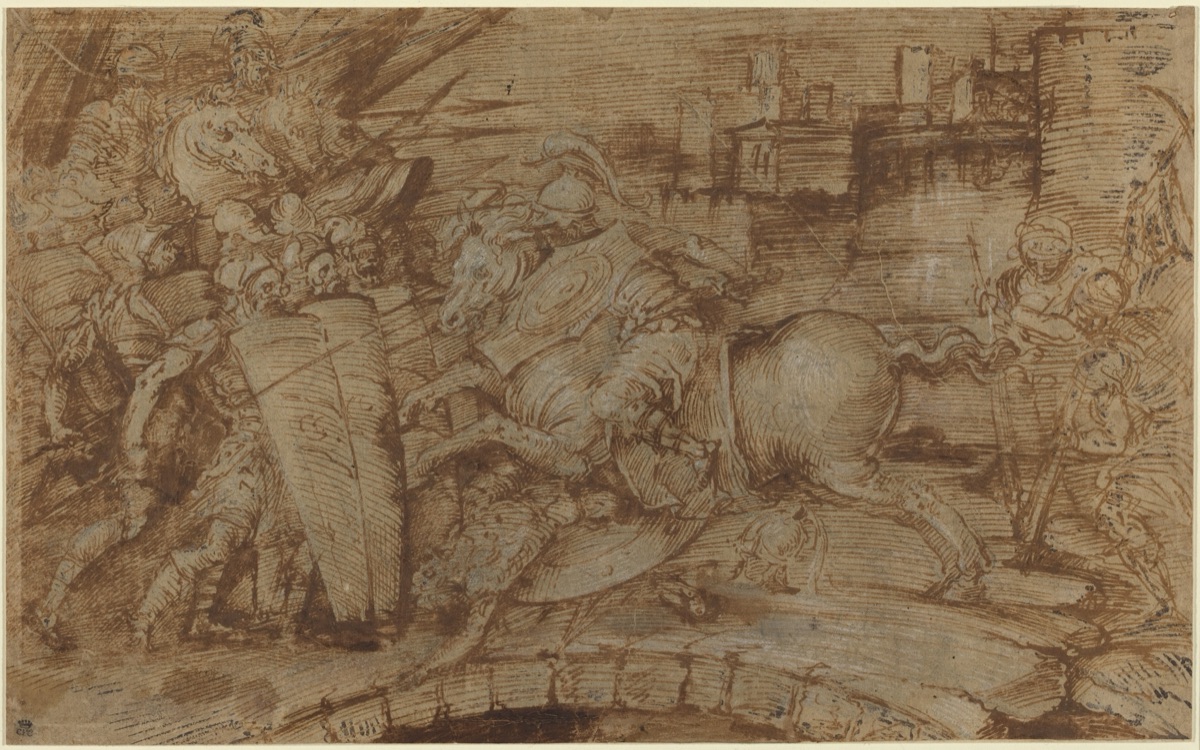 Horatius Cocles Defending Rome — Italian 16th Century or Master of the Victoria and Albert Diableries