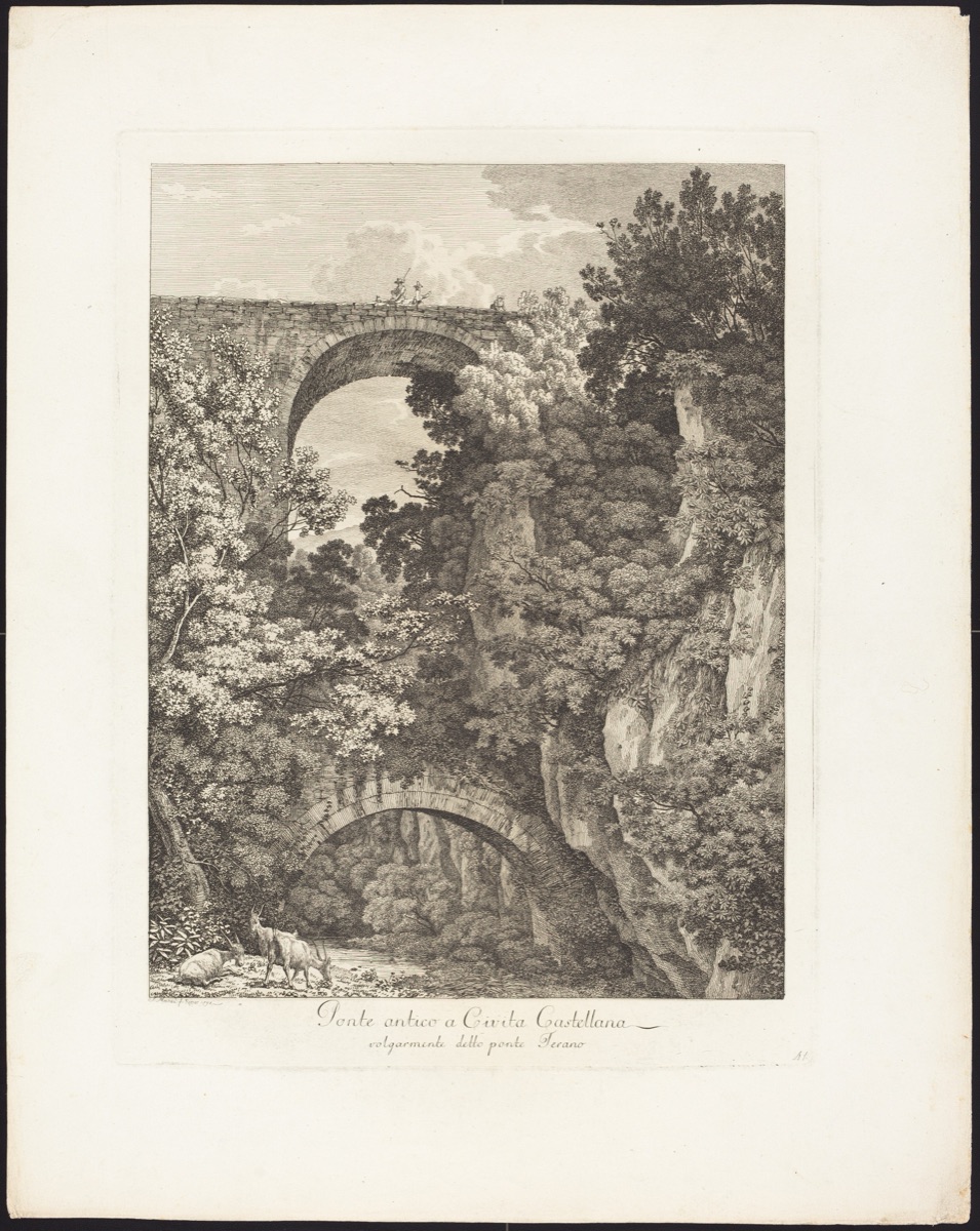 Ponte antico a Cività Castellana, volgarmente detto ponte Terano — Jacob Wilhelm Mechau