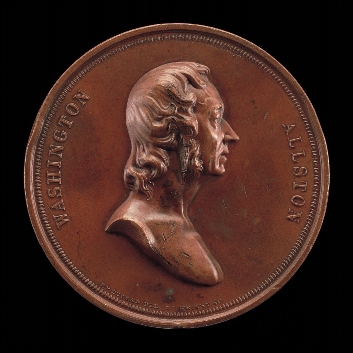 Washington Allston, 1779-1843, Painter [obverse] — Charles Cushing Wright, die engraver, after design by Paul Peter Duggan