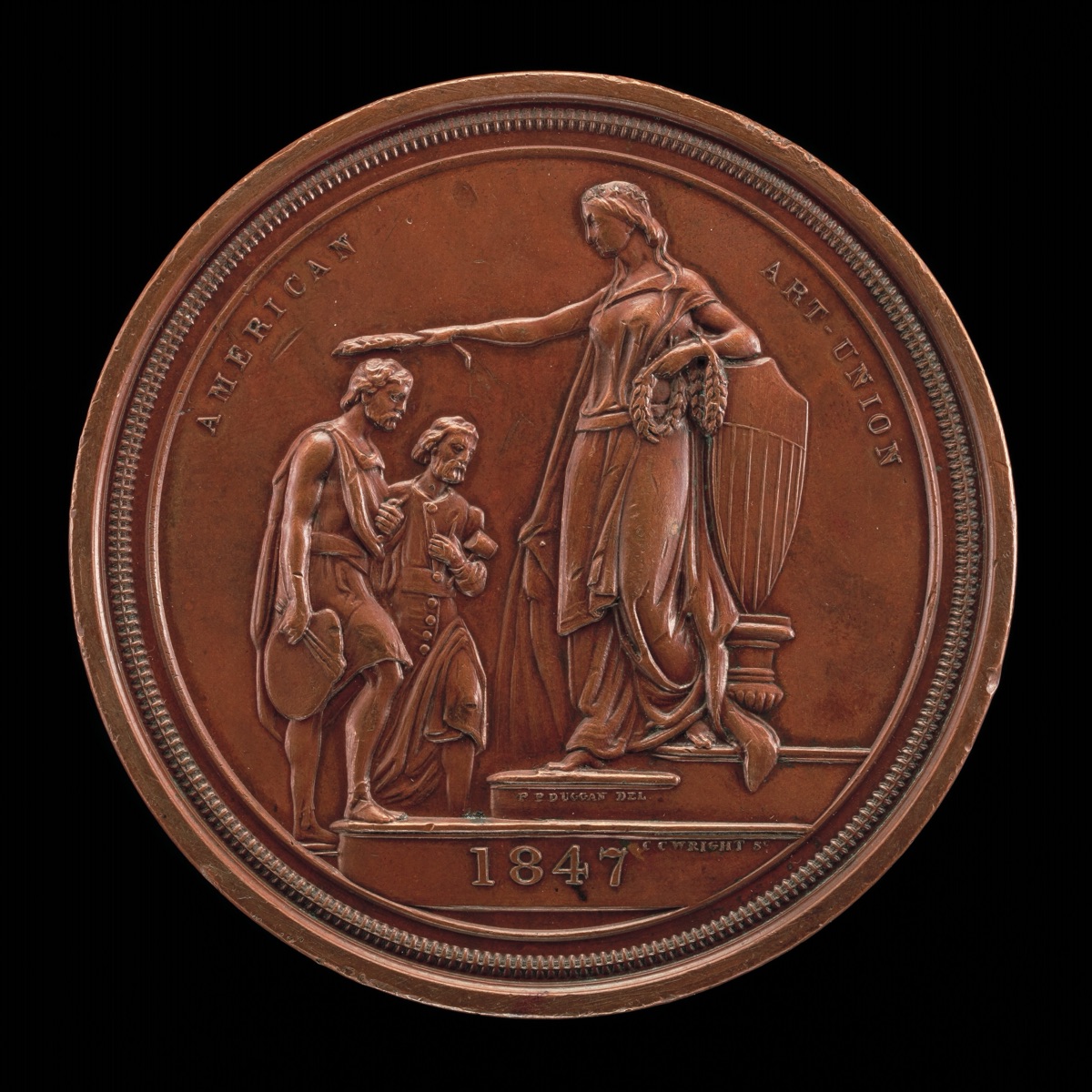 Fame Crowning Painting and Sculpture [reverse] — Charles Cushing Wright, die engraver, after design by Paul Peter Duggan