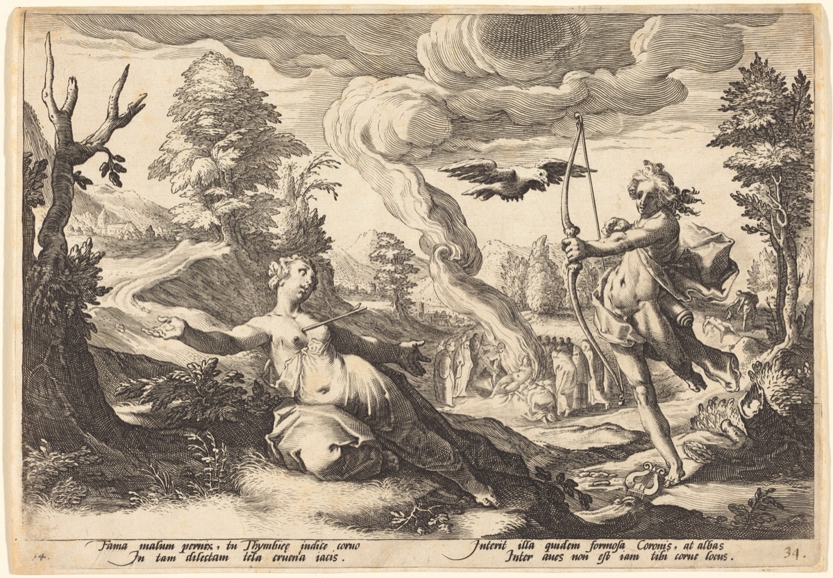 Apollo Killing Coronis — related artist: Hendrick Goltzius; artist after: Hendrick Goltzius; Workshop of Hendrick Goltzius, after Hendrick Goltzius