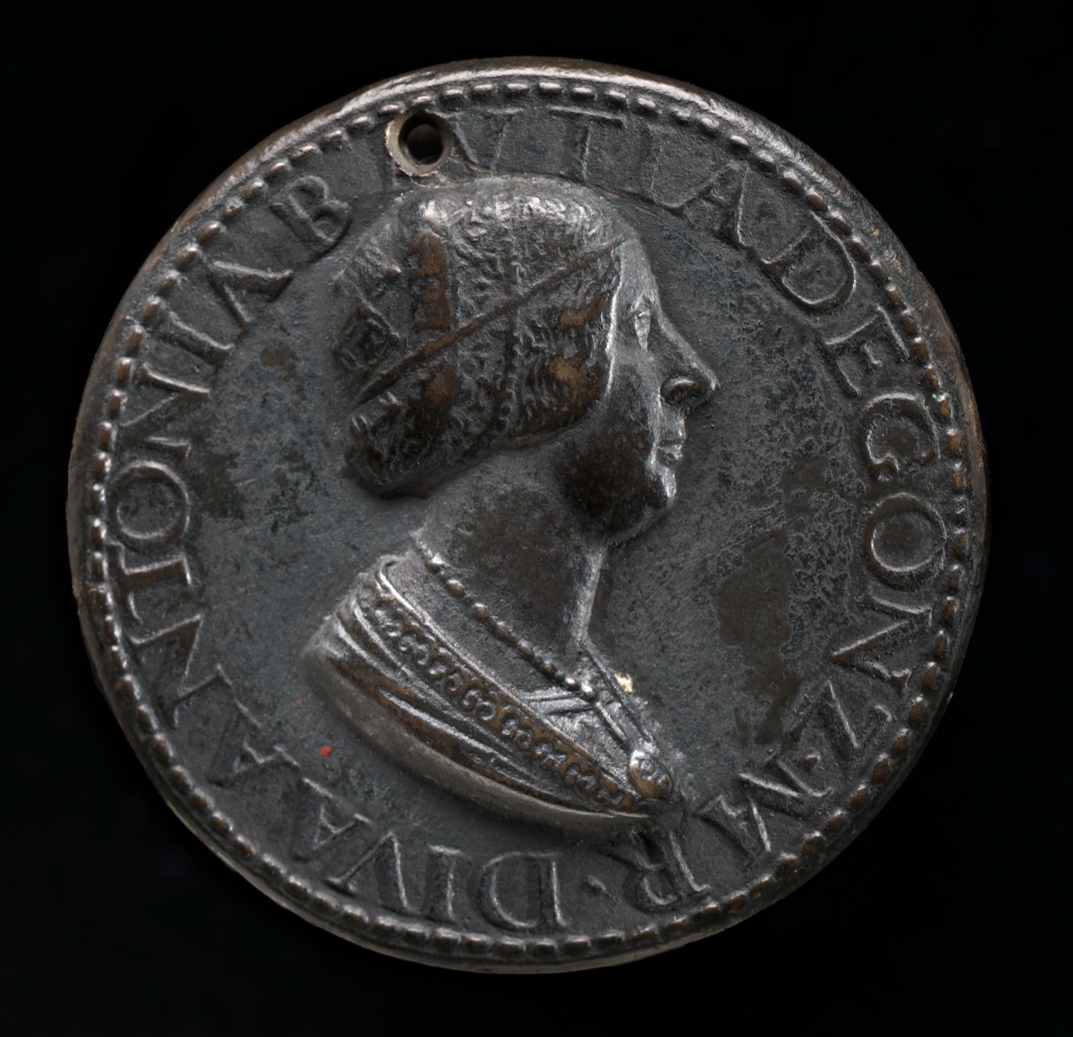 Antonia del Balzo, 1441-1538, Wife of Gianfrancesco Gonzaga di Rodigo 1479 [obverse] — Antico