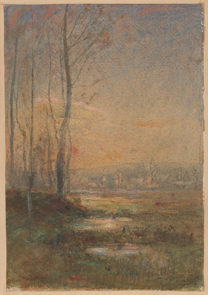 Marsh Landscape at Twilight — François-Auguste Ravier