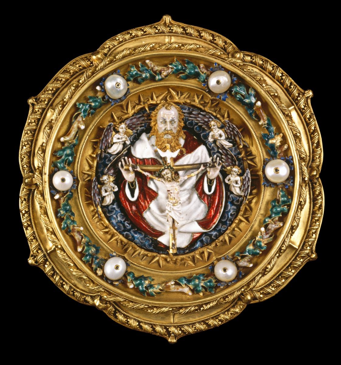 Morse with the Trinity — French 15th Century (Trinity and Angels); European 19th Century (setting)
