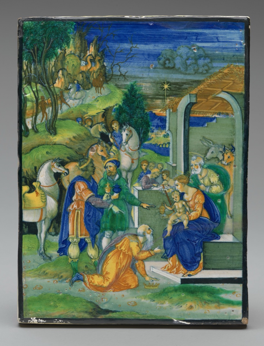 Panel with the Adoration of the Magi — Painted by Nicola da Urbino