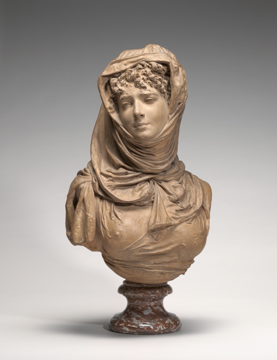 Fantasy Bust of a Veiled Woman (Marguerite Bellanger?) — Albert-Ernest Carrier-Belleuse