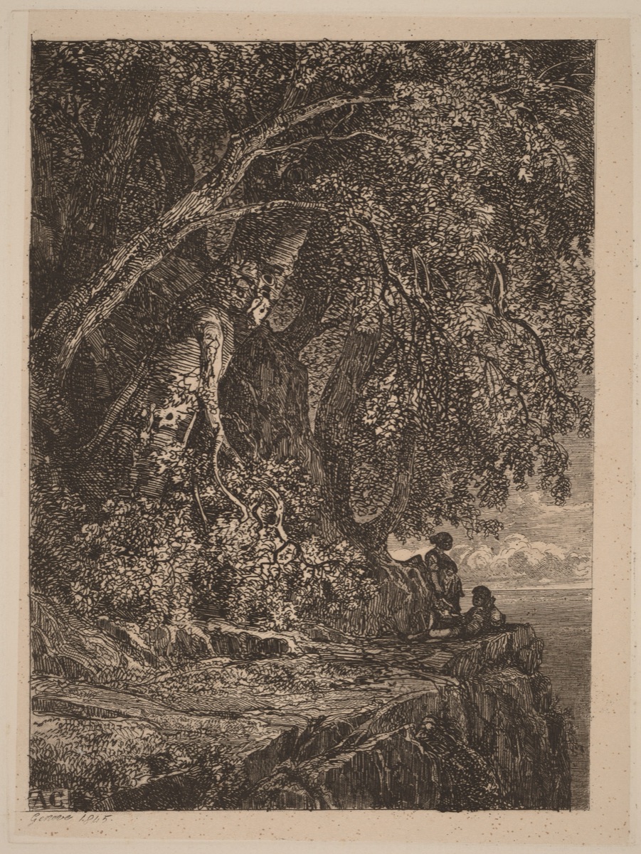 Couple Resting on a Cliff — Alexandre Calame
