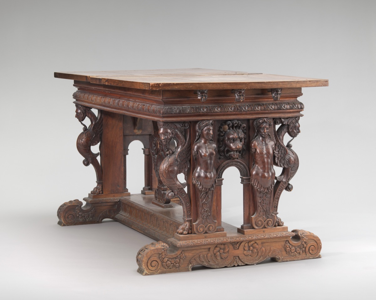 Walnut Table with Herms and Sphinxes at the Ends — Italian 16th Century
