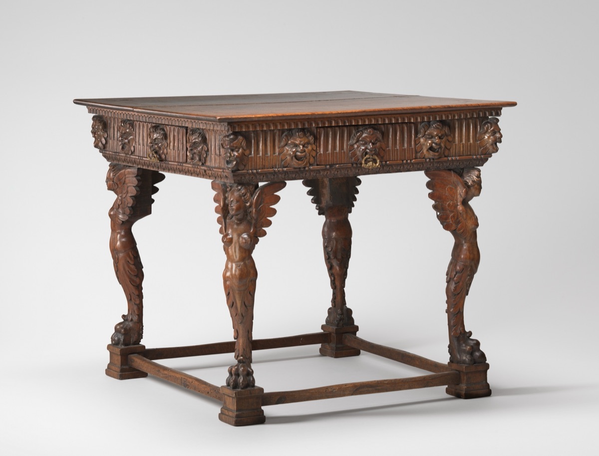 Square Table with Legs Carved as Winged Figures — Venetian 16th Century