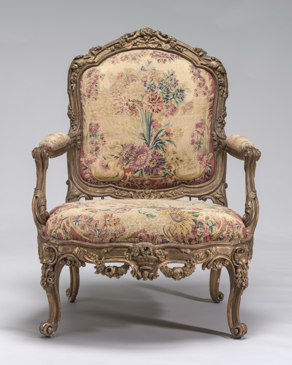 Armchair — French or British 19th Century chairmaker and Gobelins Tapestry Factory after cartoons by Louis Tessier