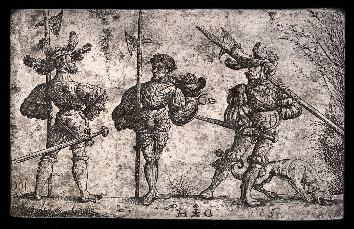Three German Soldiers Armed with Halberds — Daniel Hopfer