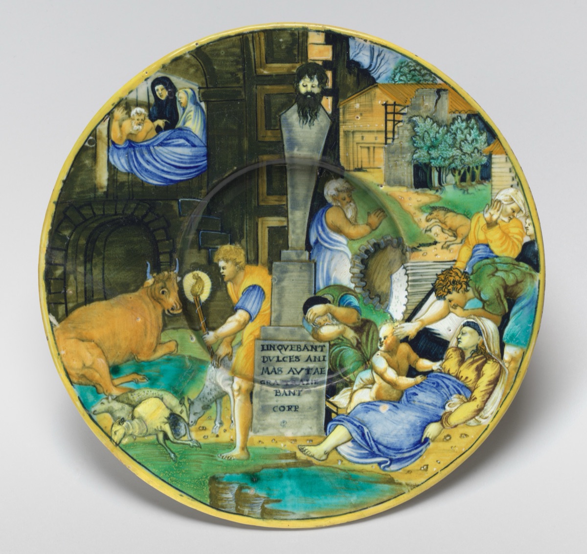Plate with the Plague of Phrygia — Urbino 16th Century, after Raphael