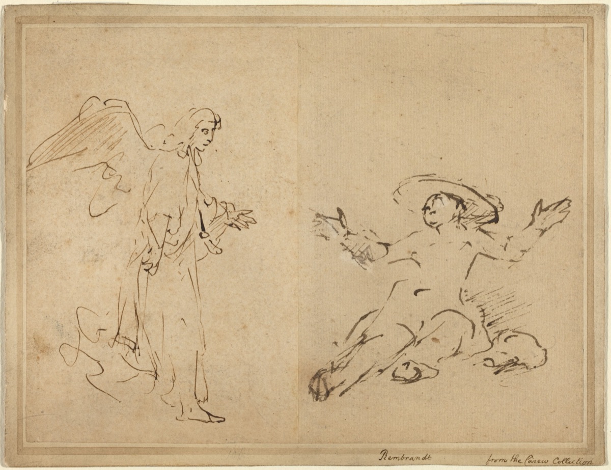 Hagar Seated at the Fountain — follower of Rembrandt van Rijn