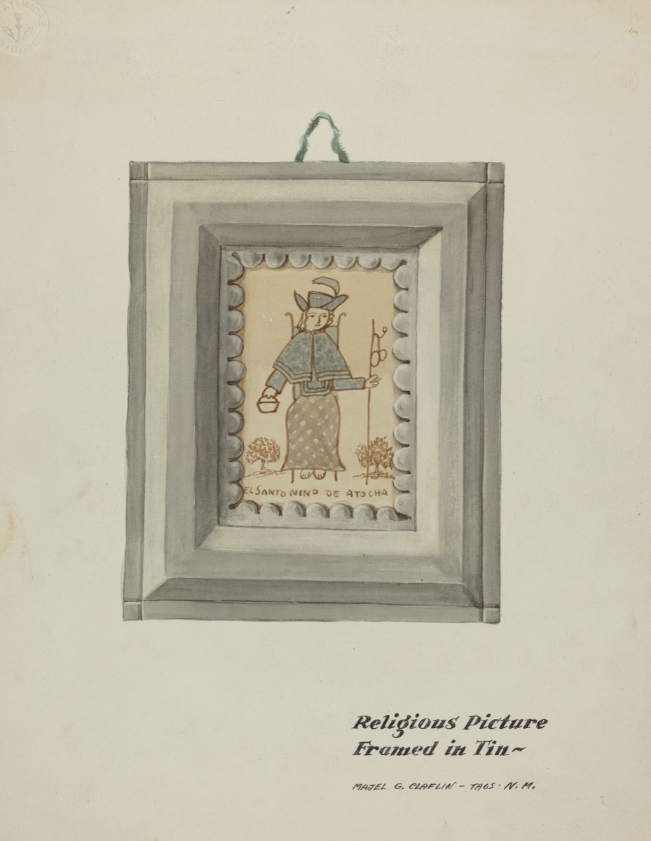 Hand Drawn "Santo Nino de Atocha"-Hand Made Tin Frame — Majel G. Claflin