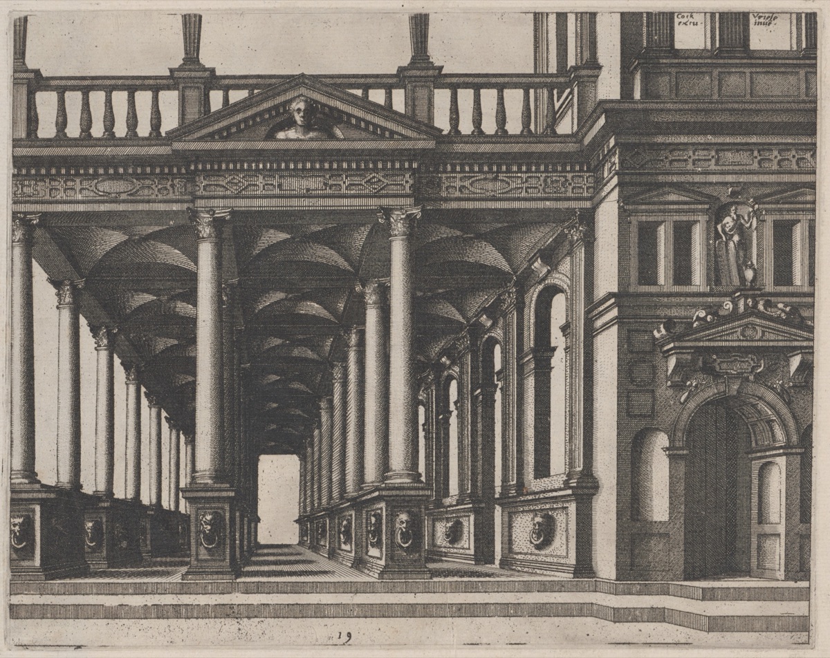 Open Hall Supported by Corinthian Columns — Lucas van Doetechum and Johannes van Doetechum, the Elder, after Hans Vredeman de Vries
