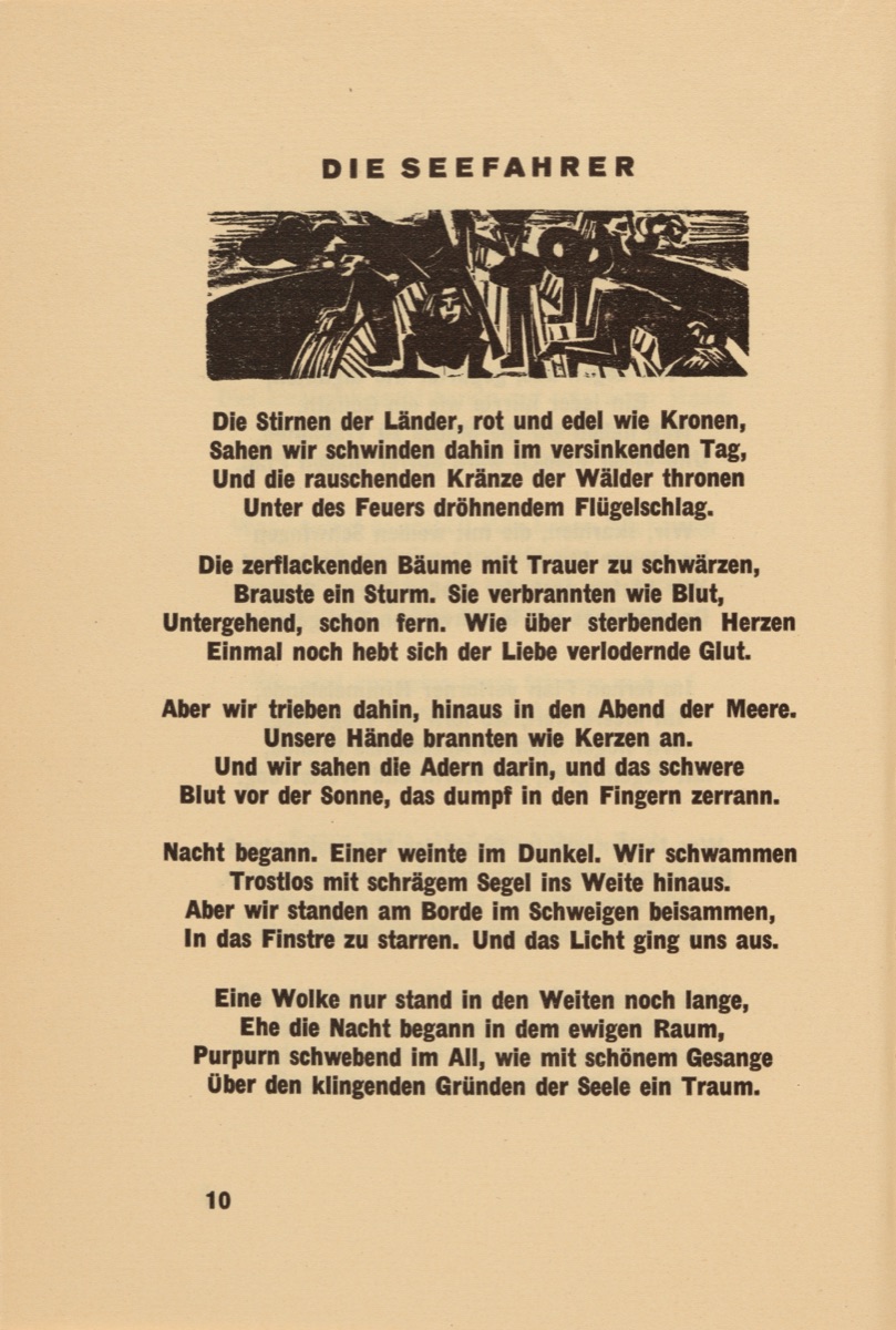 Die Seefahrer (The Seafarer) (headpiece, page 10) from Georg Heym: Umbra Vitae (Georg Heym: The Shadow of Life) — Ernst Ludwig Kirchner
