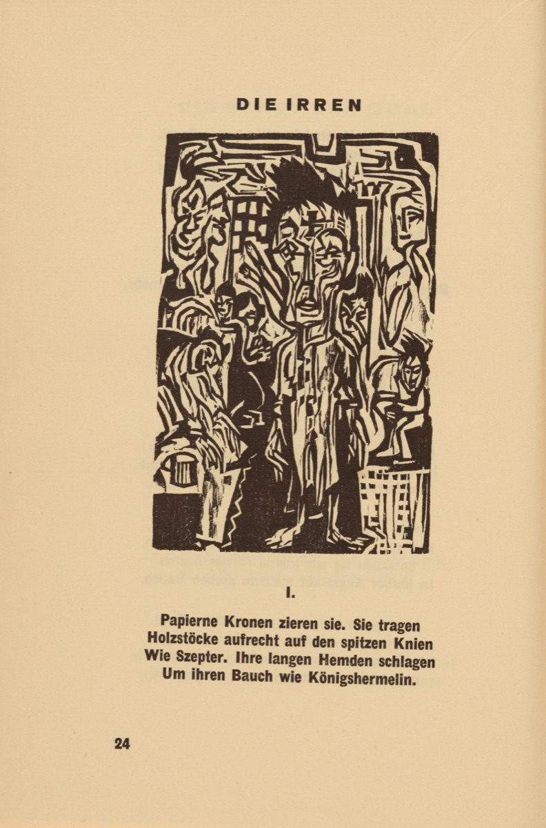 Die Irren I (The Mad I) (headpiece, page 24) from Georg Heym: Umbra Vitae (Georg Heym: The Shadow of Life) — Ernst Ludwig Kirchner
