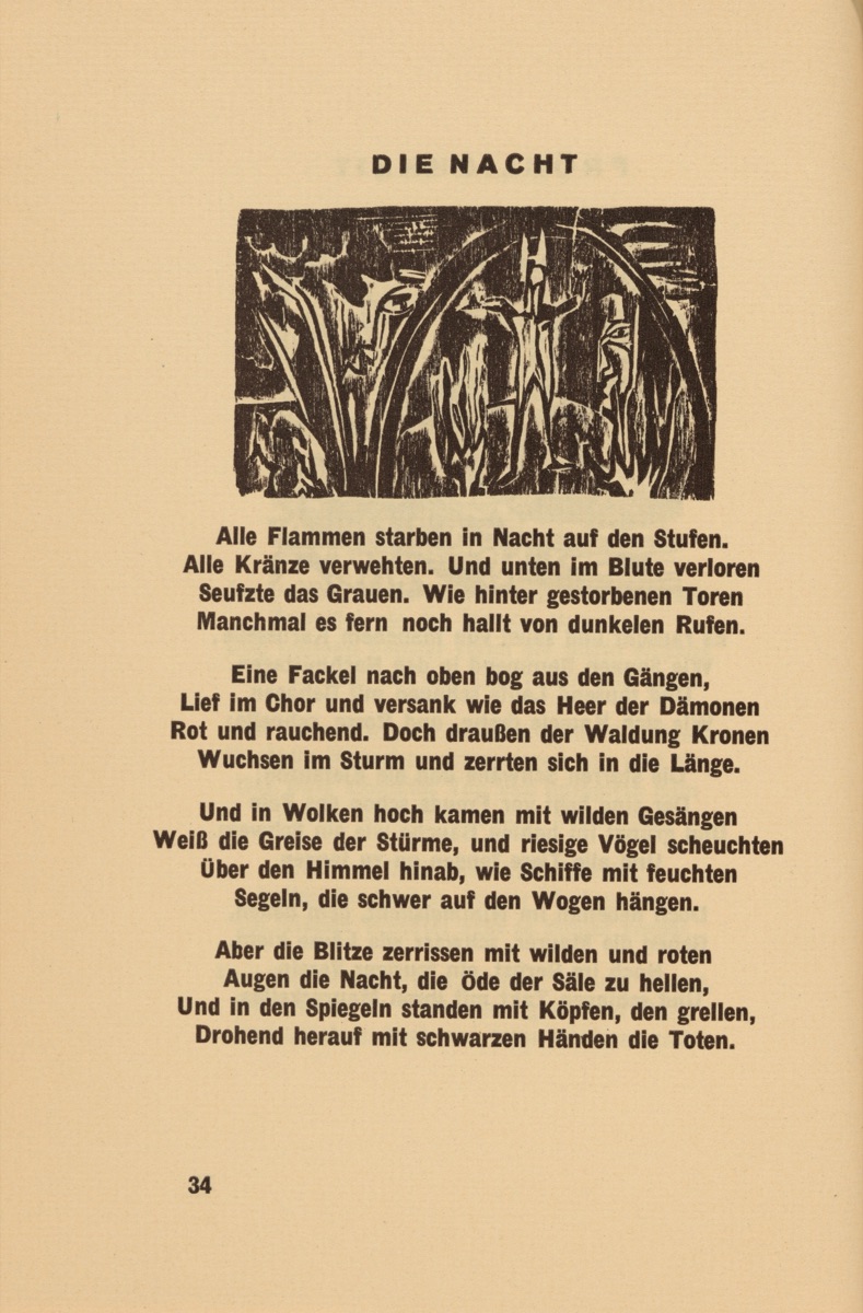 Die Nacht (The Night) (headpiece, page 34) from Georg Heym: Umbra Vitae (Georg Heym: The Shadow of Life) — Ernst Ludwig Kirchner