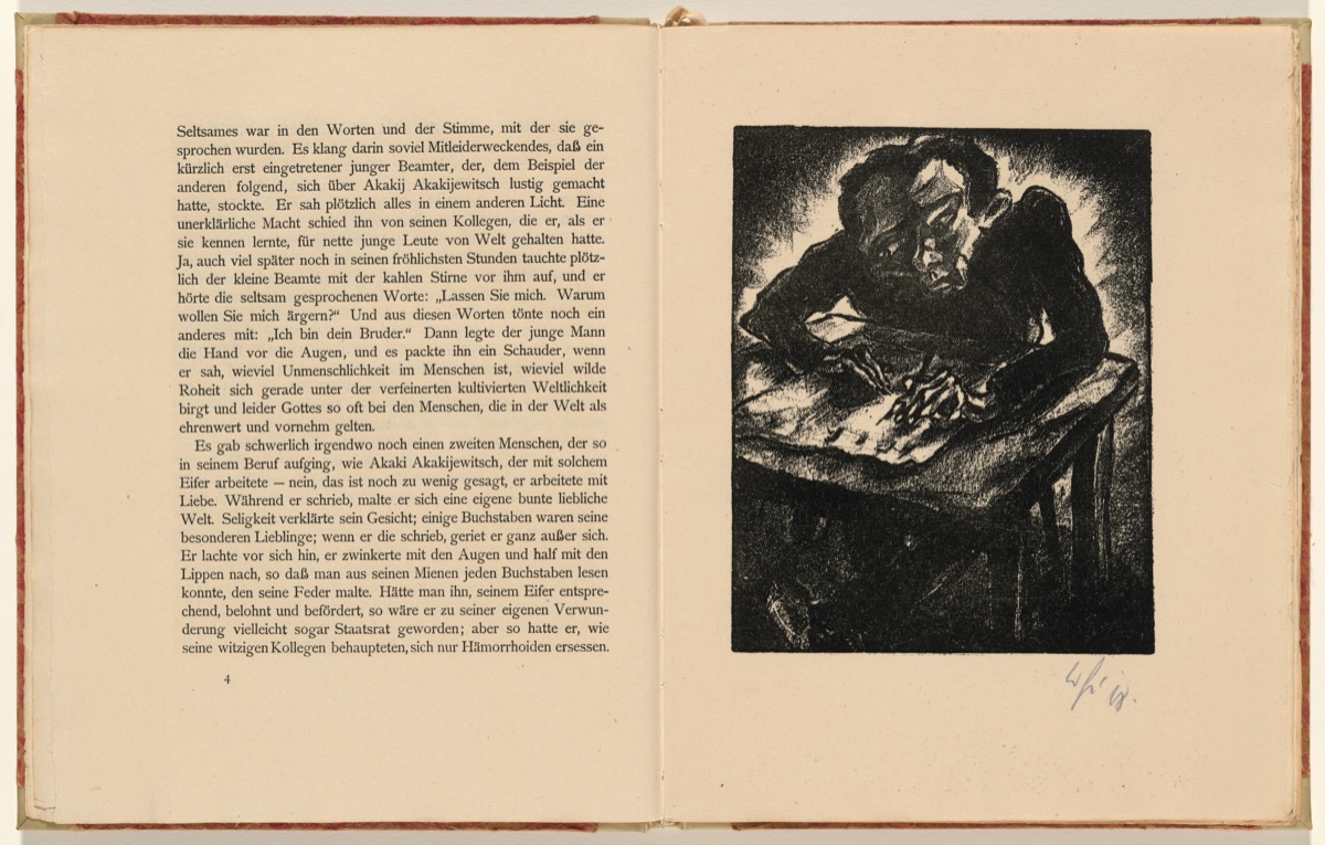 Der Titularrat Akaki Akaki-jewitsch (The Titular Council Akaki Akakiyevich) (plate 2) from Der Mantel (The Coat) — Walter Gramatté
