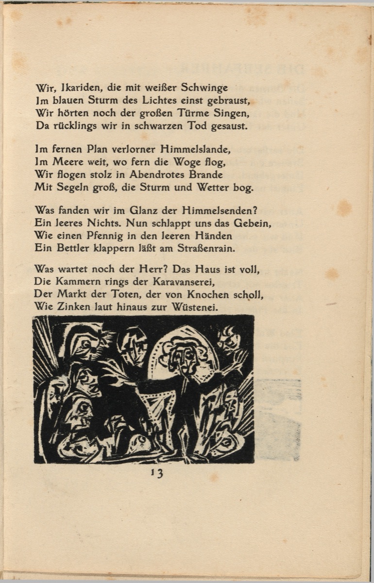 Die Morgue (The Morgue) (in-text plate) from mock-up of Georg Heym: Umbra Vitae (Georg Heym: Shadow of Life) — Ernst Ludwig Kirchner