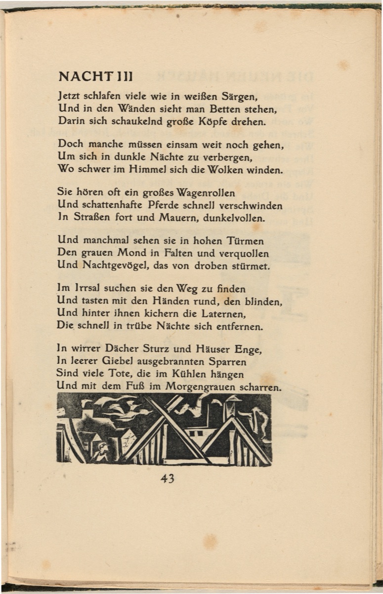 Nacht III (Night III) (in-text plate) from mock-up of Georg Heym: Umbra Vitae (Georg Heym: Shadow of Life) — Ernst Ludwig Kirchner