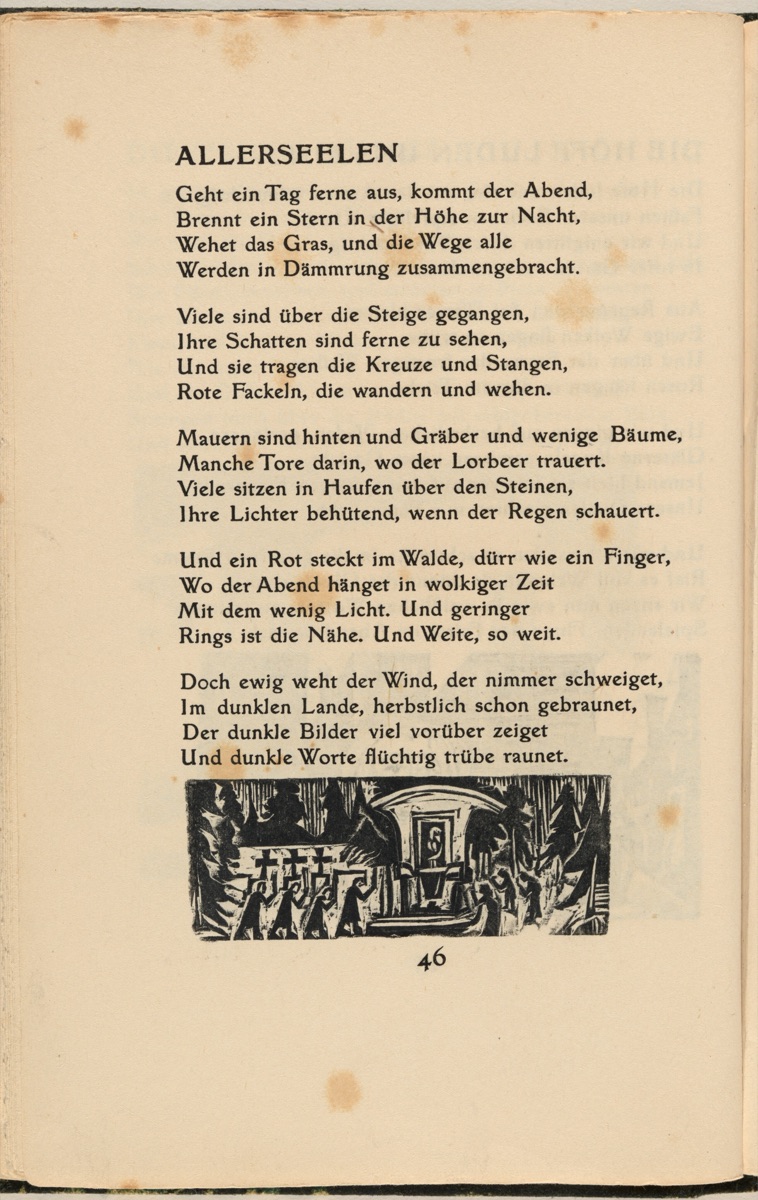 Allerseelen (All Soul's Day) (in-text plate) from mock-up of Georg Heym: Umbra Vitae (Georg Heym: Shadow of Life) — Ernst Ludwig Kirchner