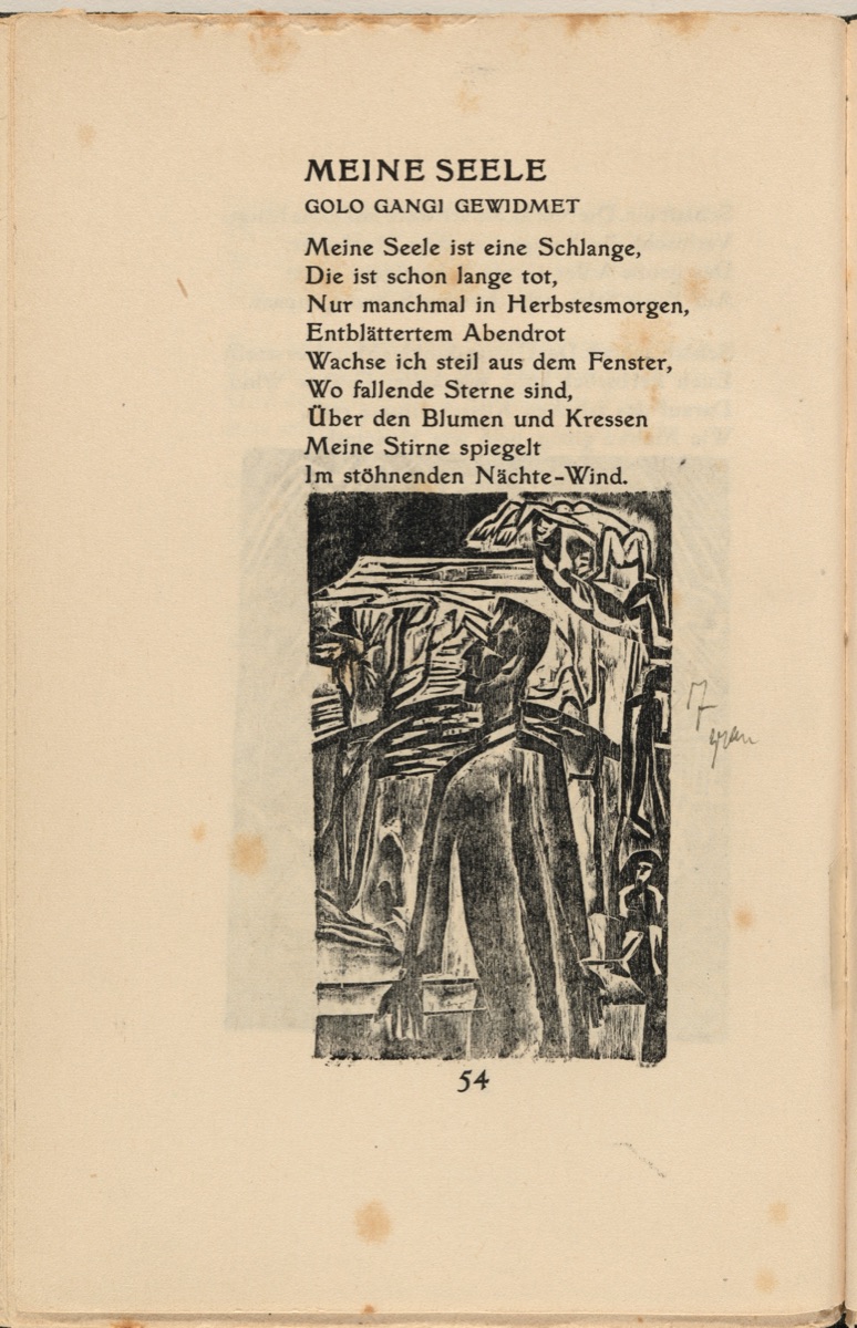 Meine Seele (My Soul) (in-text plate) from mock-up of Georg Heym: Umbra Vitae (Georg Heym: Shadow of Life) — Ernst Ludwig Kirchner