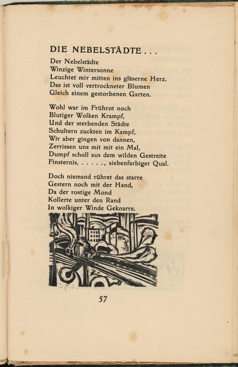 Die Nebelstädte (The Misty Cities) (in-text plate) from mock-up of Georg Heym: Umbra Vitae (Georg Heym: Shadow of Life) — Ernst Ludwig Kirchner