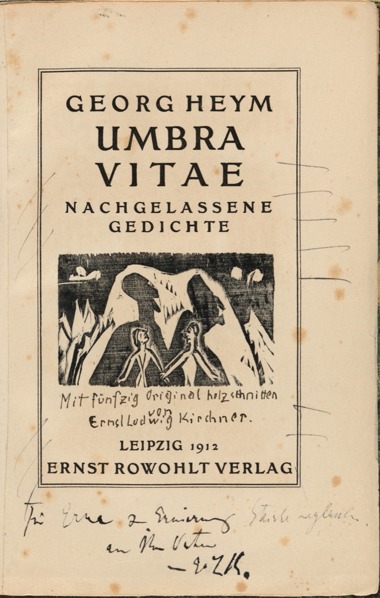 Titelvignette (title vignette) from mock-up of Georg Heym: Umbra Vitae (Georg Heym: Shadow of Life) — Ernst Ludwig Kirchner