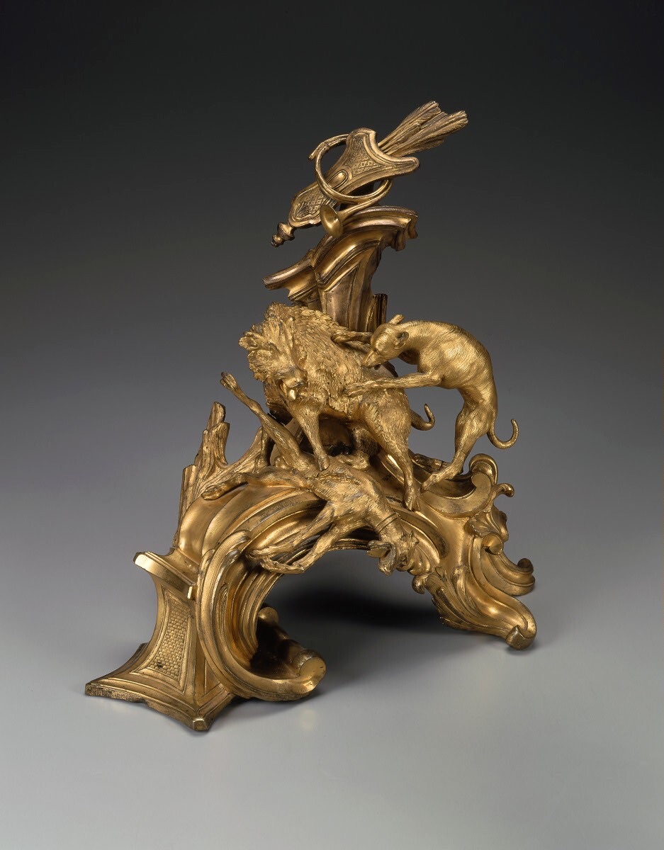 Andiron (feu or chenet) — Attributed to Jacques Caffiéri