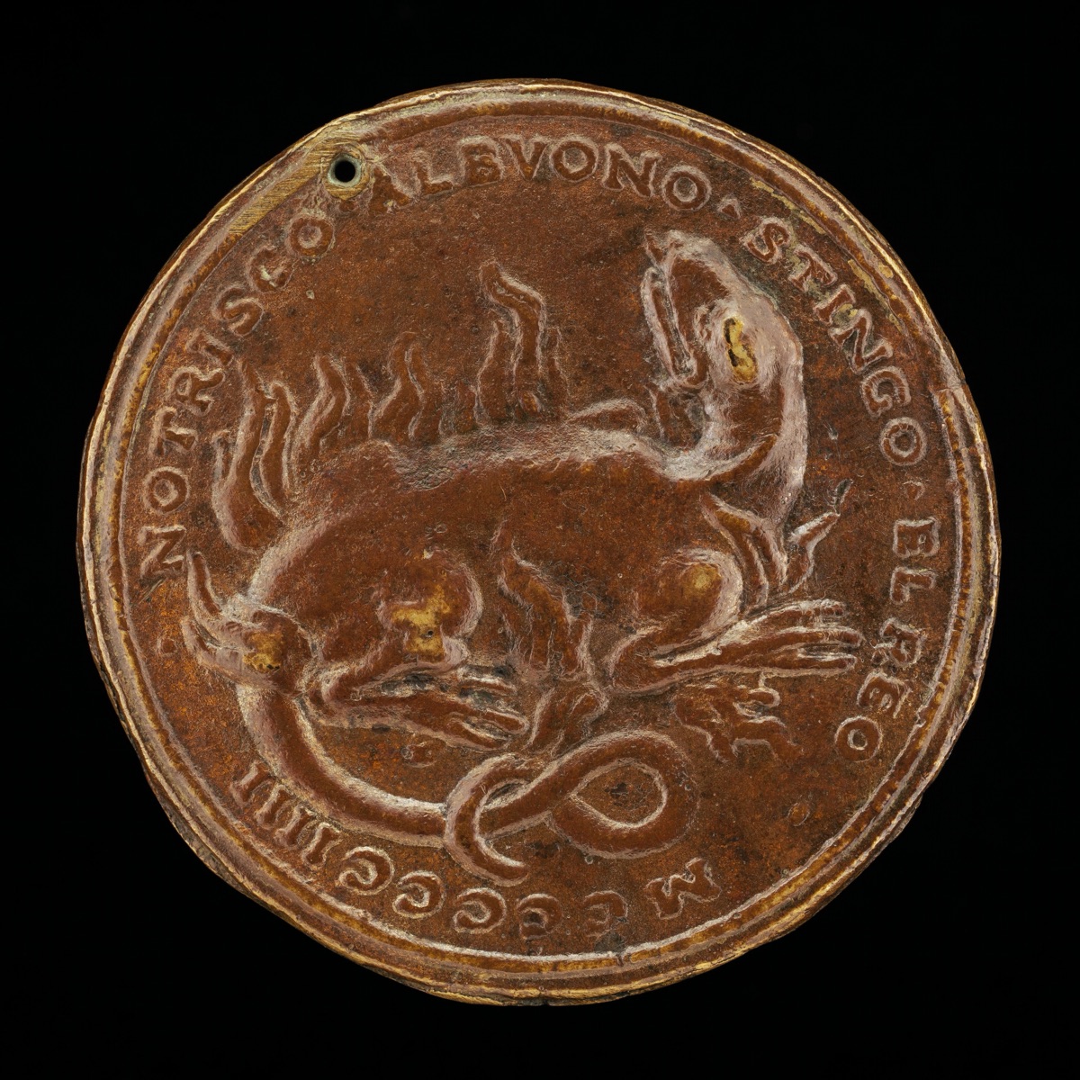 Salamander in Flames [reverse] — related artist: Giovanni Candida; Follower of Giovanni Candida