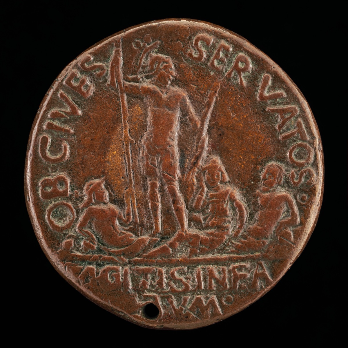 Figure in Antique Armor [reverse] — Style of Bertoldo di Giovanni