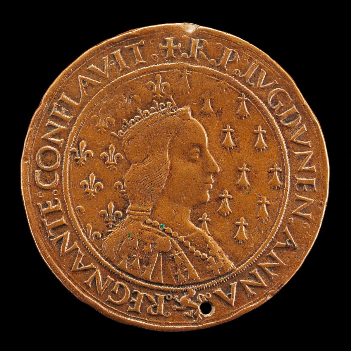 Anne of Brittany, 1477-1514, Wife of Charles VIII 1491 [reverse] — Louis Lepère, Nicolas de Florence, and Jean Lepère