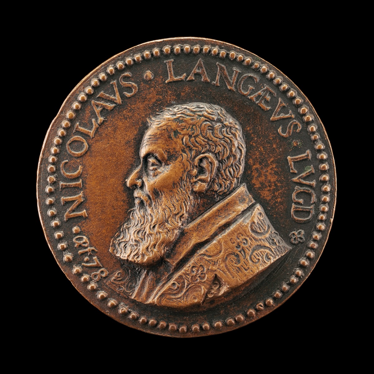 Nicolas de Lange, 1525-1606, Jurisconsult, Antiquarian, and Numismatist [obverse] — Philippe Lalyame