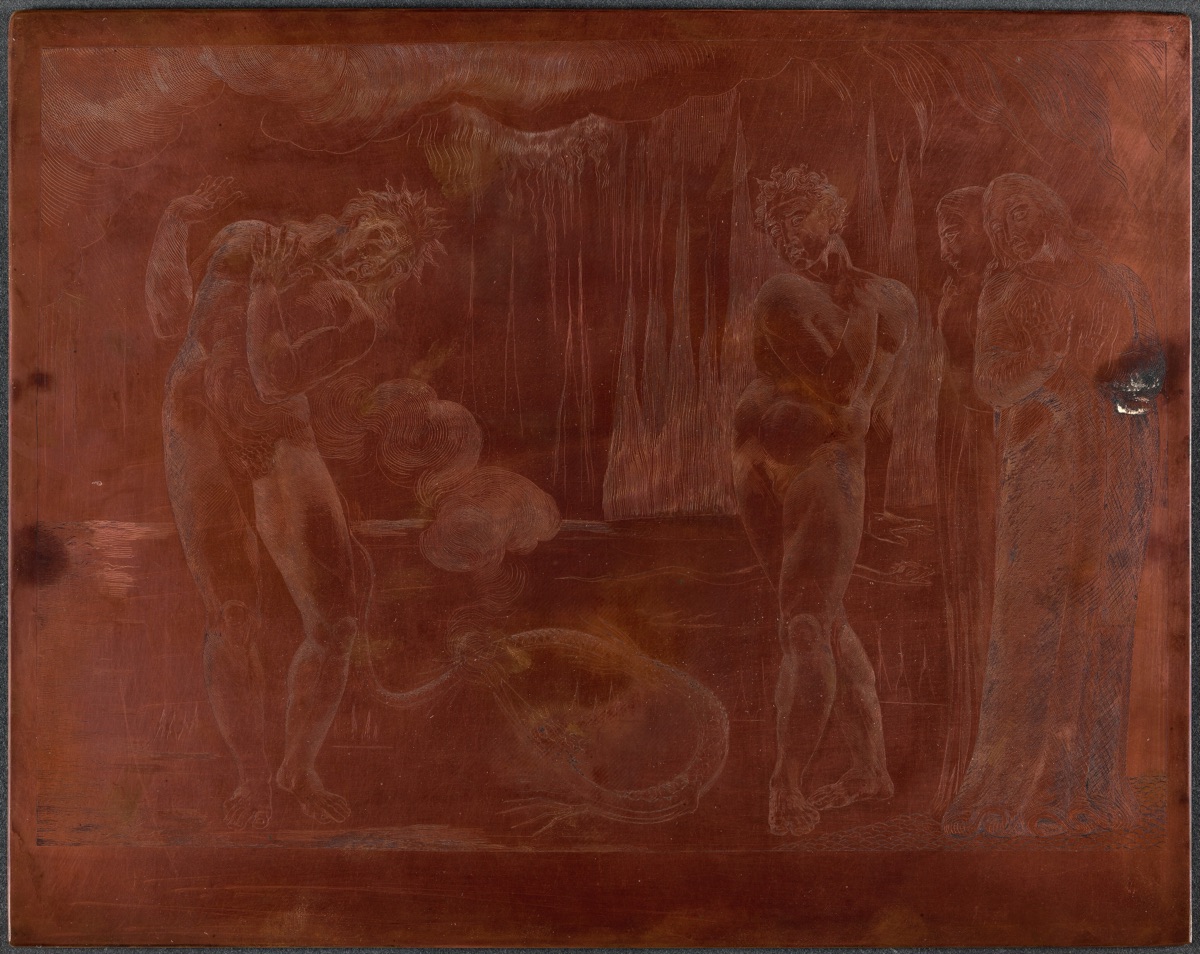 The Circle of the Thieves; Buoso Donati Attacked by the Serpent — William Blake