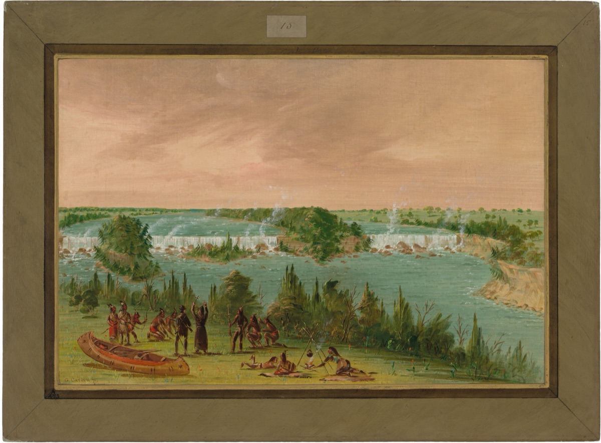 Father Hennepin and Companions at the Falls of St. Anthony. May 1, 1680 — George Catlin