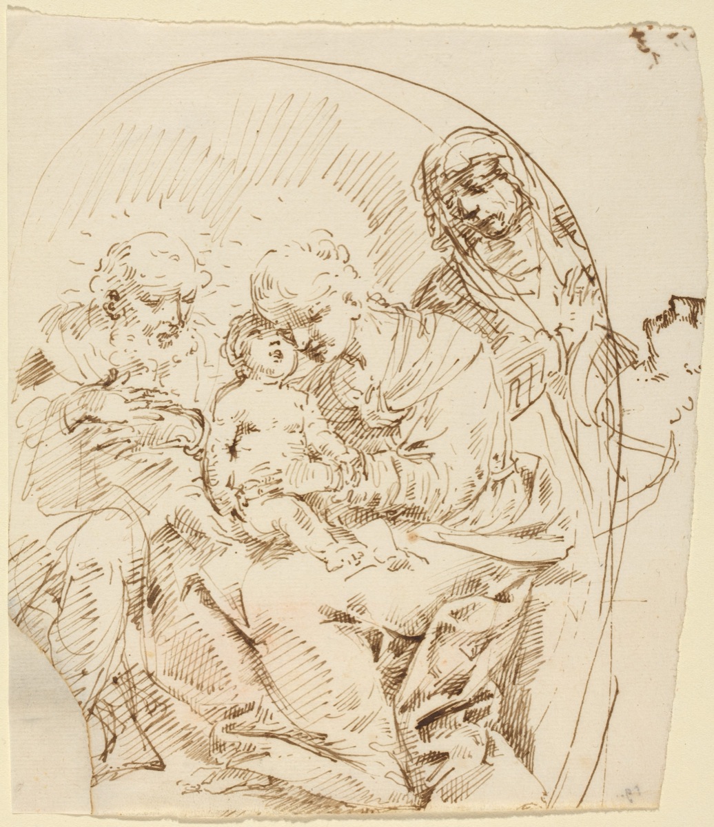 Holy Family with Saint Anne and Female Head in Profile — Attributed to Donato Creti
